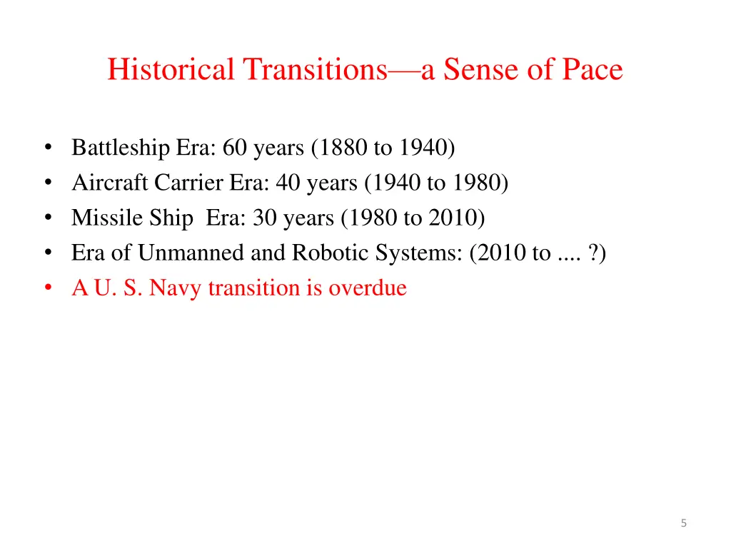 historical transitions a sense of pace