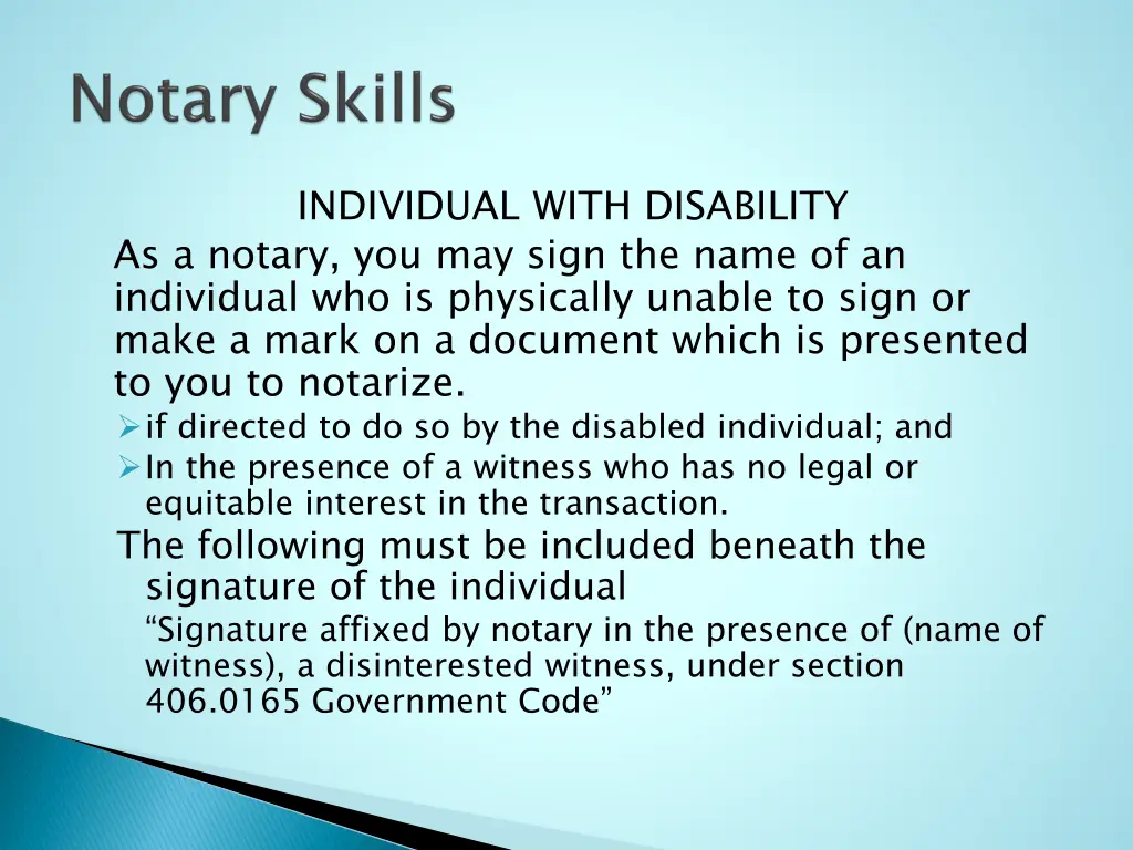 individual with disability as a notary