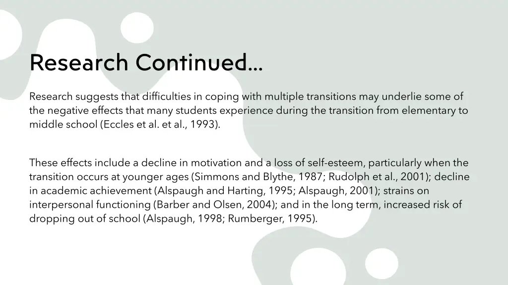 research continued