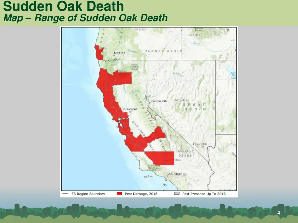 sudden oak death map range of sudden oak death