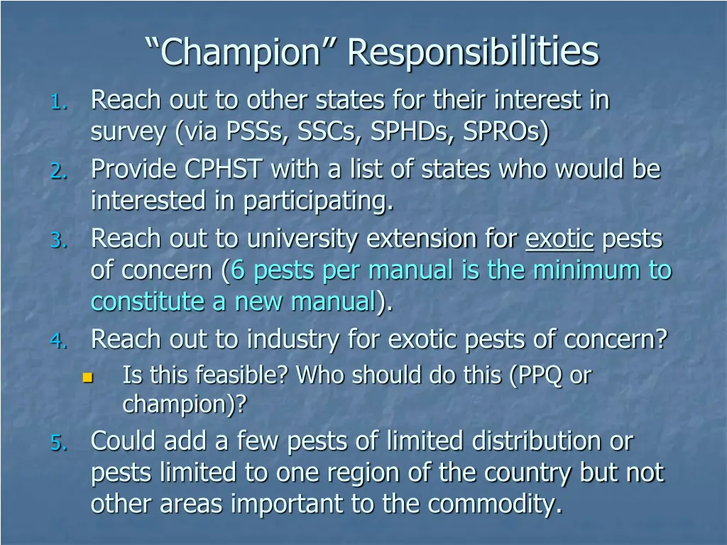 champion responsib ilities 1 reach out to other
