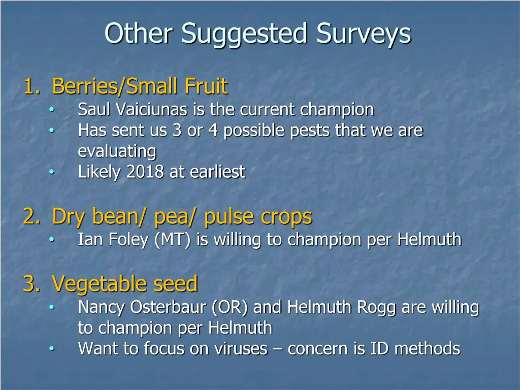 other suggested surveys