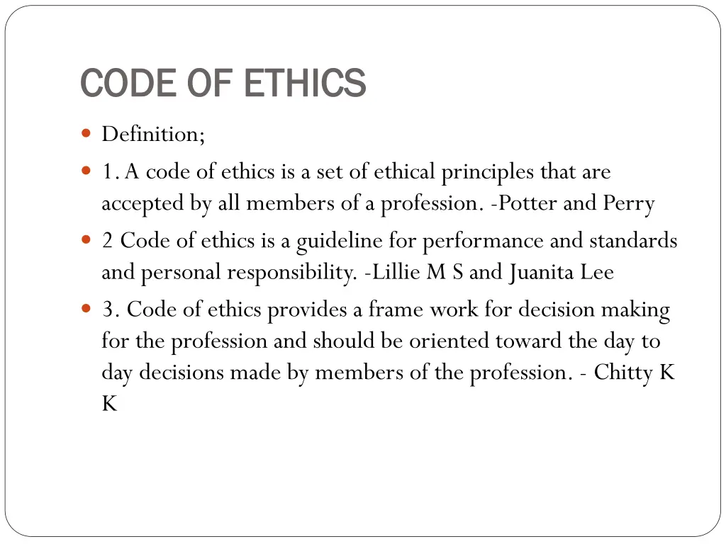 code of ethics code of ethics