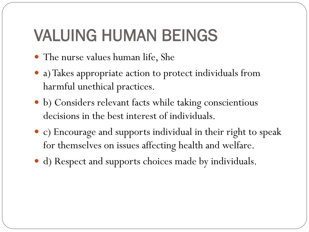 valuing human beings valuing human beings