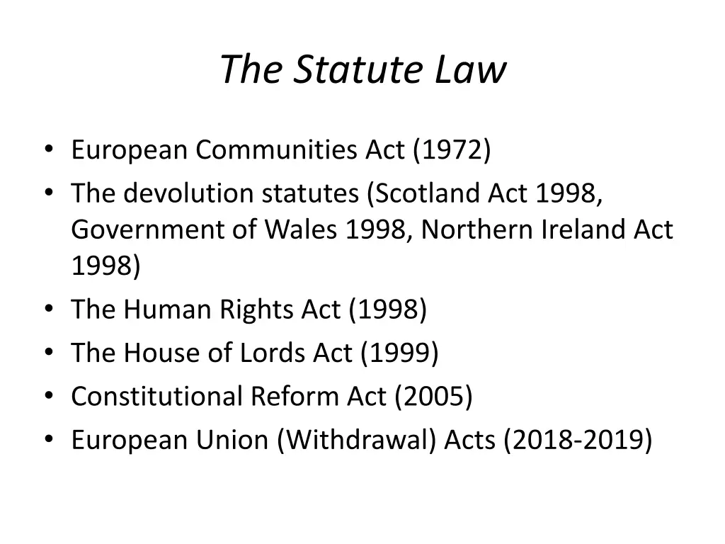 the statute law 1