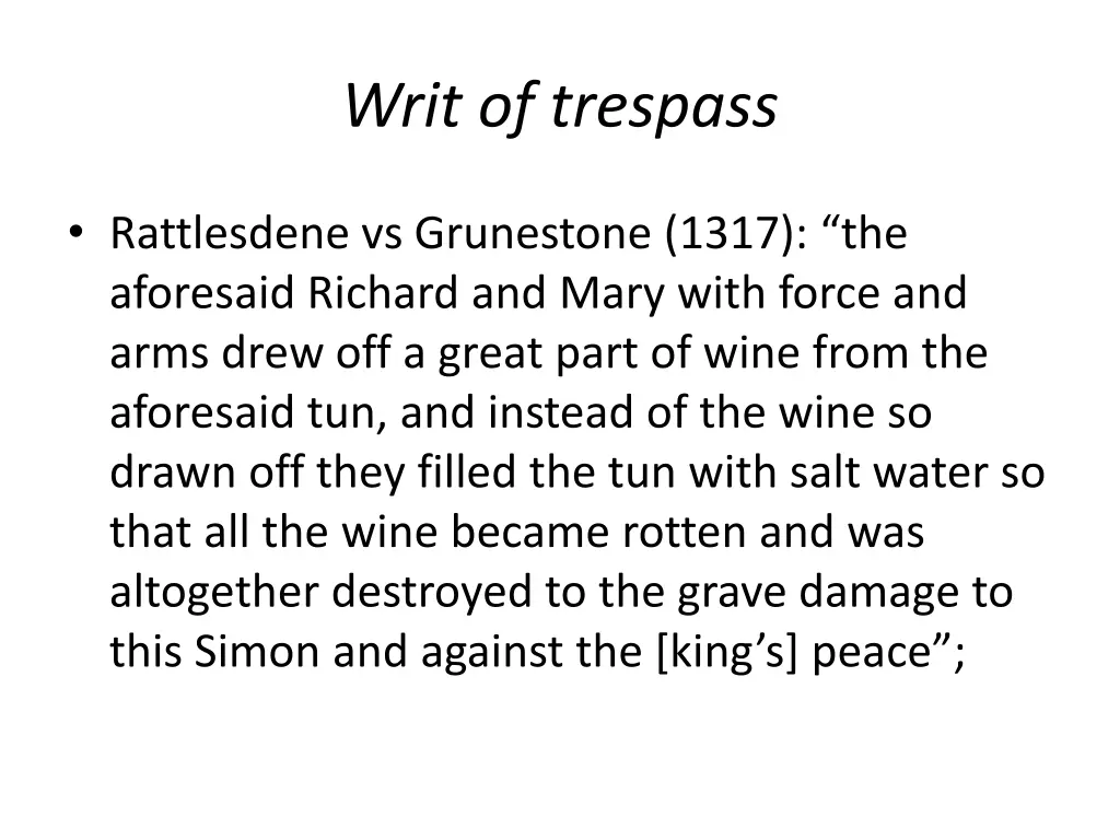 writ of trespass