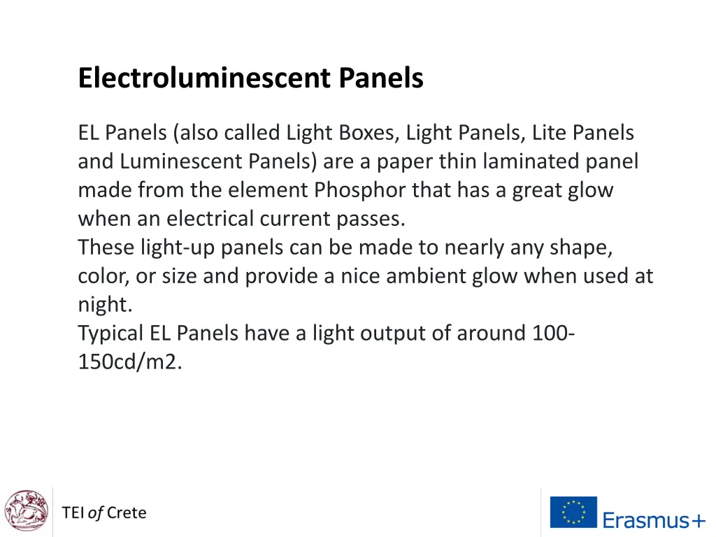 electroluminescent panels 1