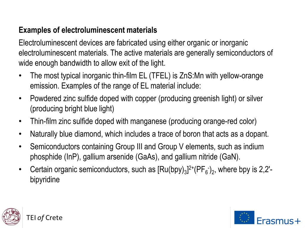 examples of electroluminescent materials
