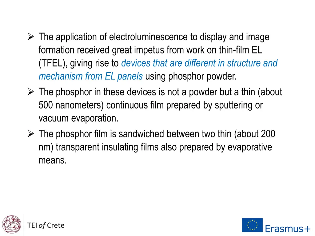 the application of electroluminescence to display