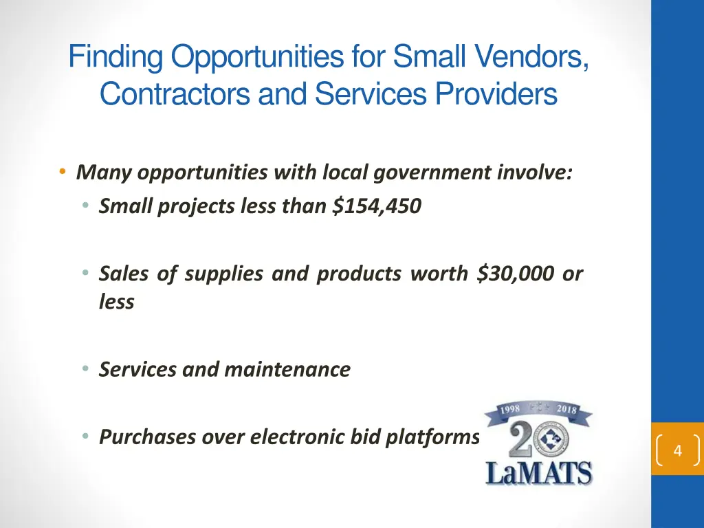 finding opportunities for small vendors