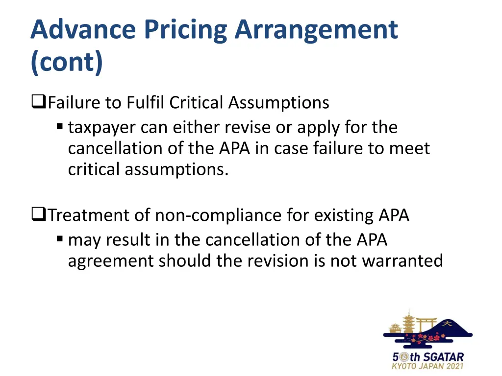 advance pricing arrangement cont
