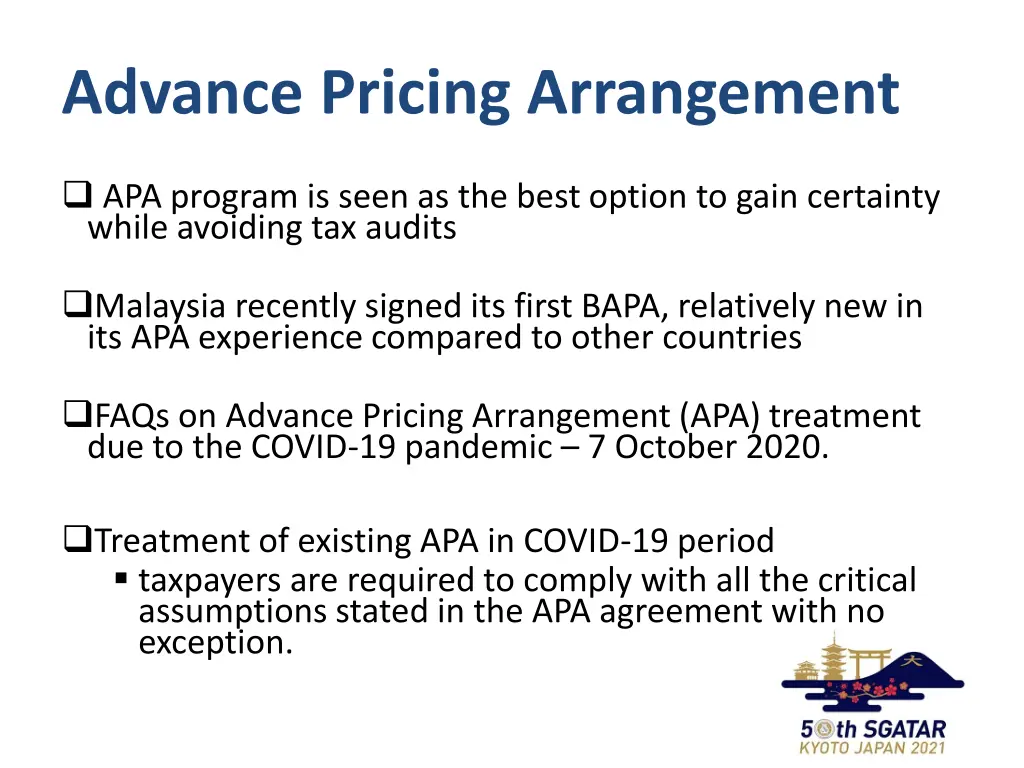 advance pricing arrangement