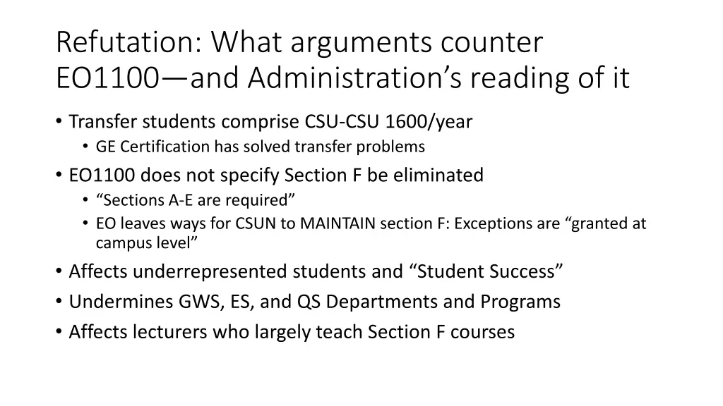 refutation what arguments counter eo1100