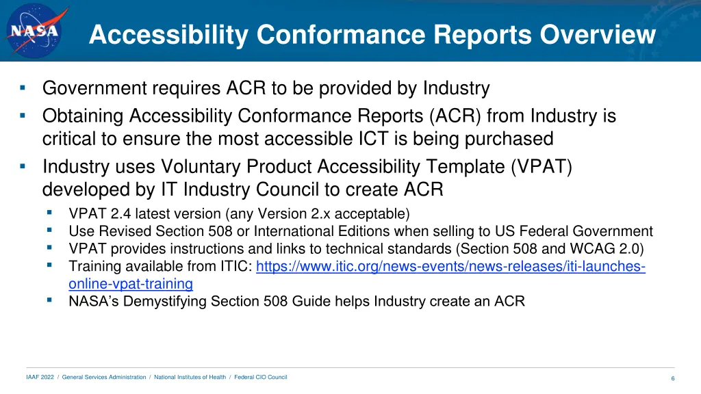 accessibility conformance reports overview