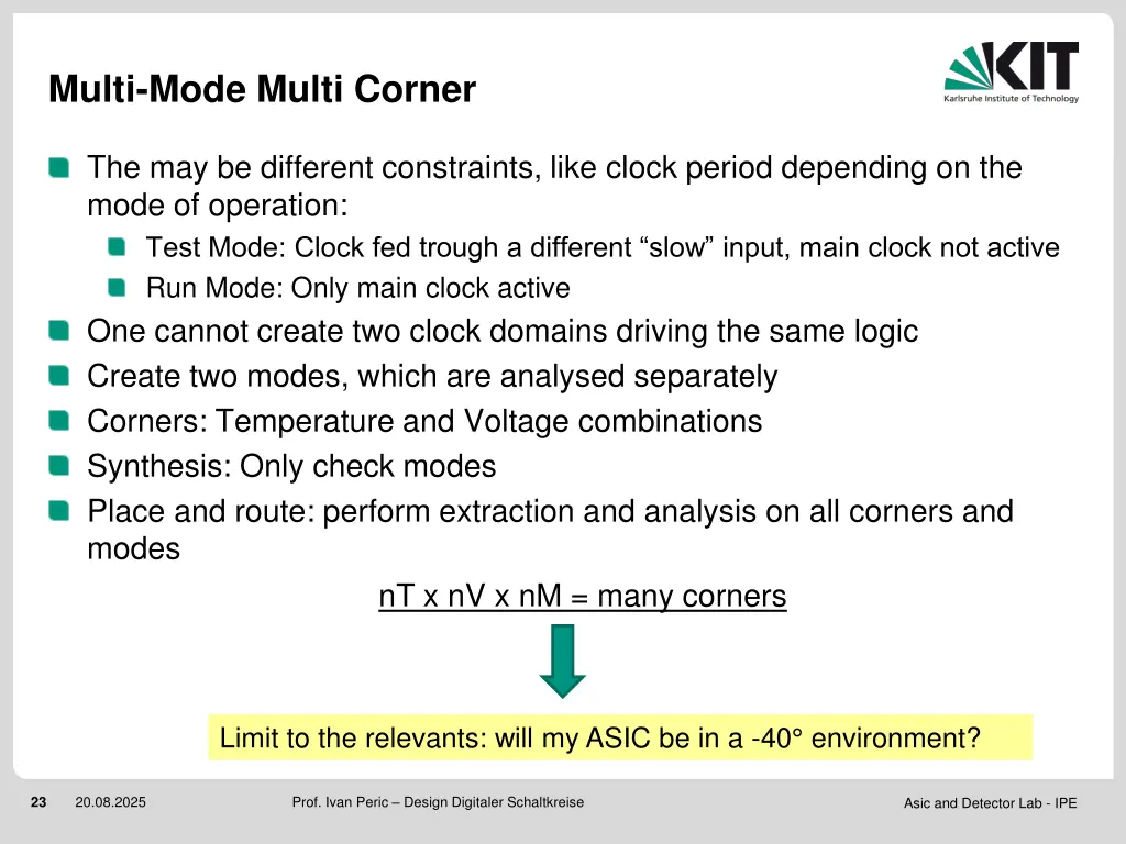 multi mode multi corner