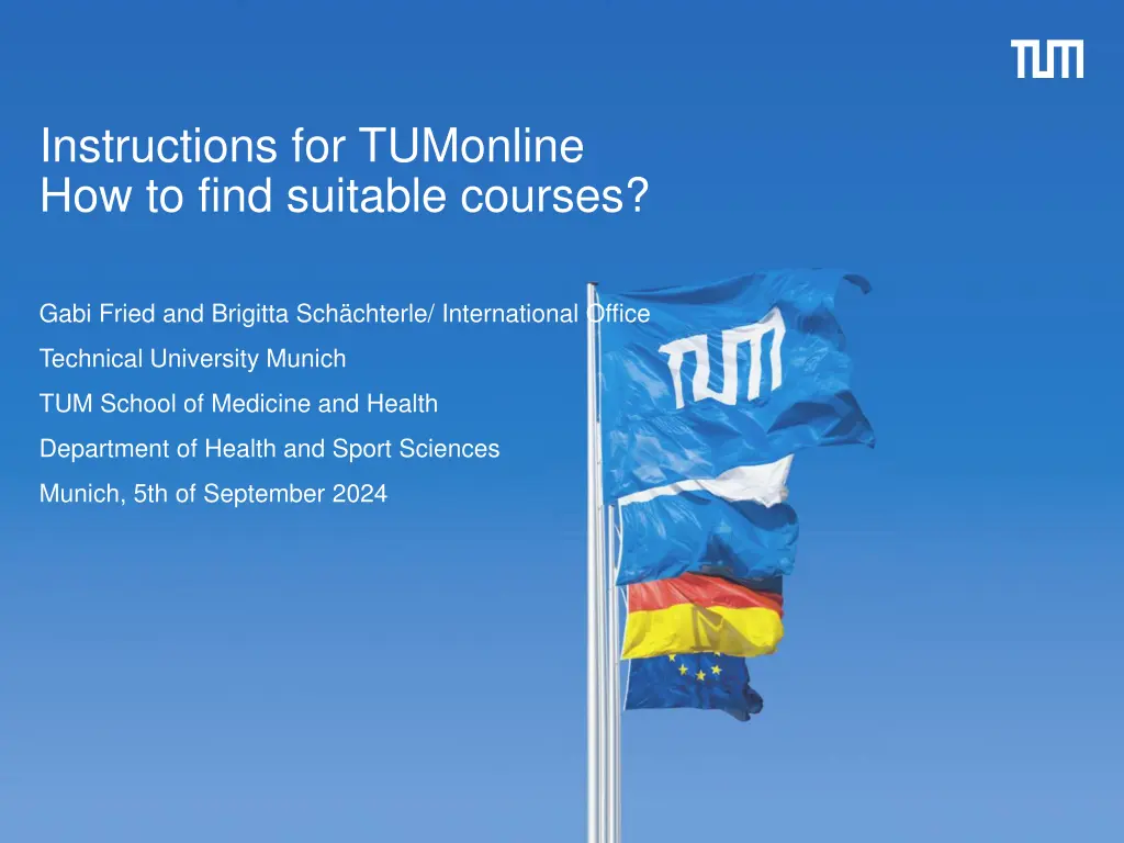 instructions for tumonline how to find suitable
