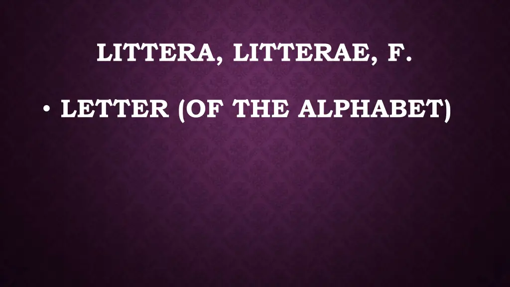 littera litterae f