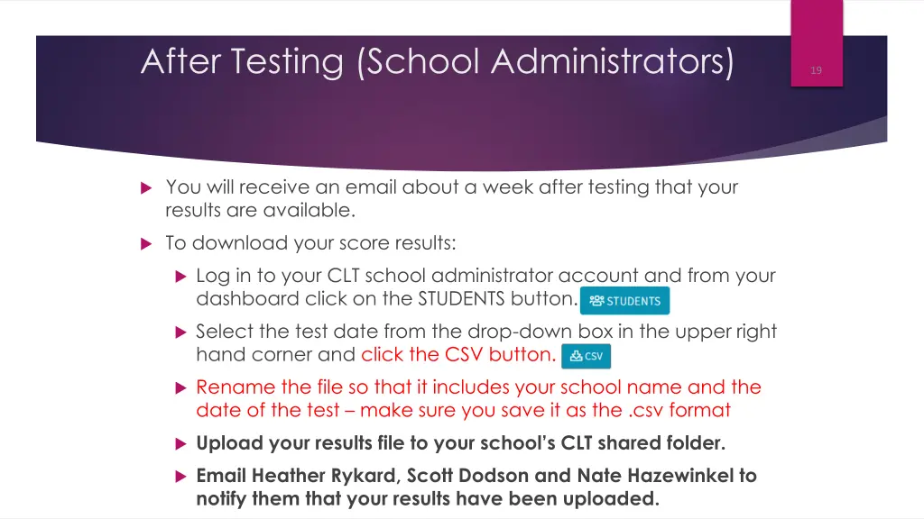 after testing school administrators