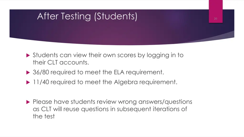 after testing students