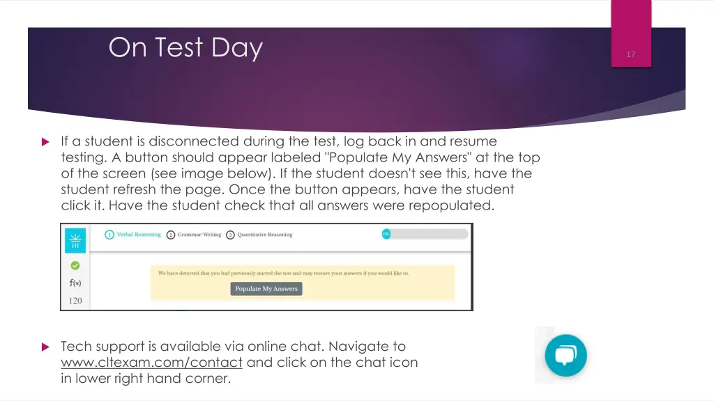 on test day 1