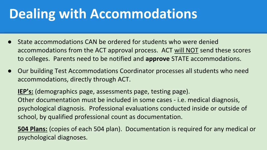 dealing with accommodations