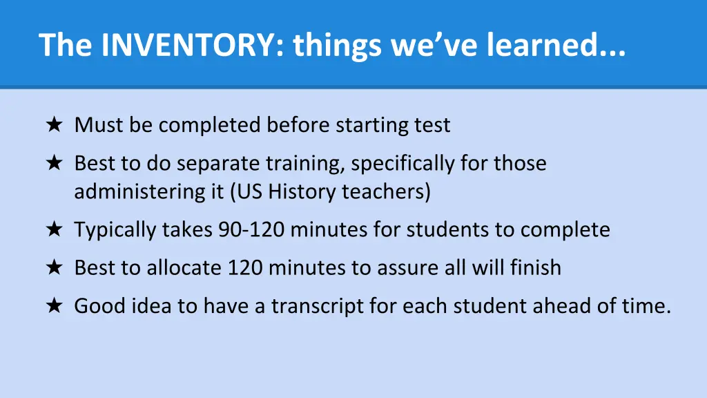 the inventory things we ve learned