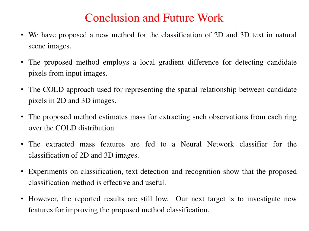 conclusion and future work