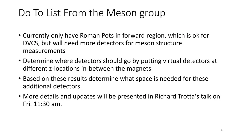 do to list from the meson group