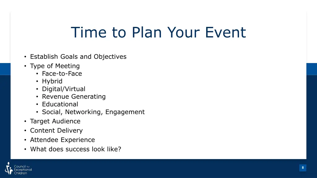 time to plan your event