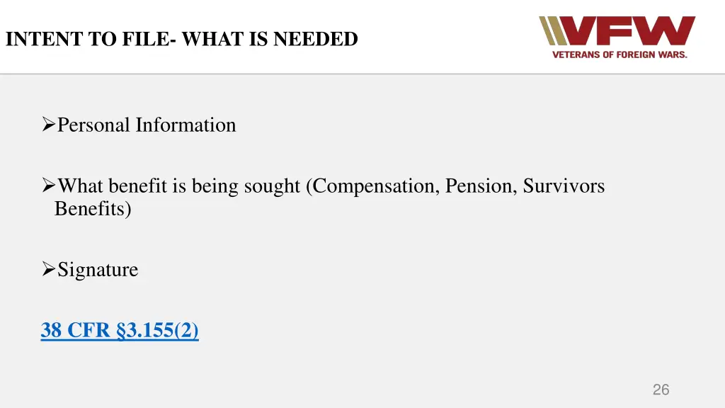 intent to file what is needed