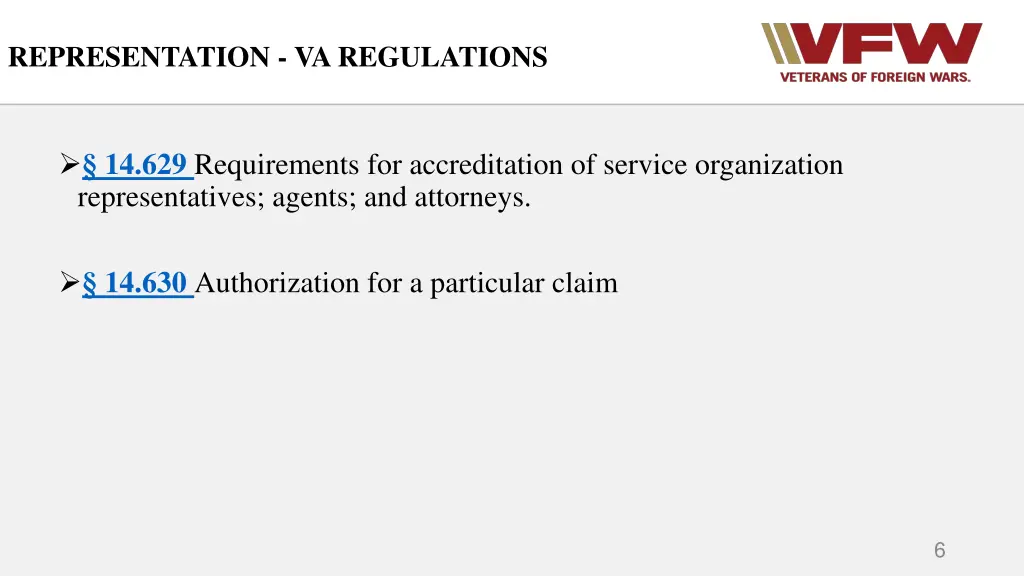 representation va regulations 1