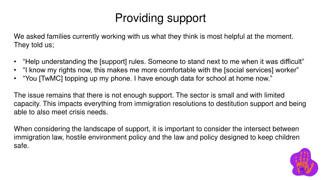 providing support