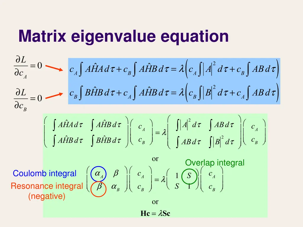 matrix eigenvalue equation