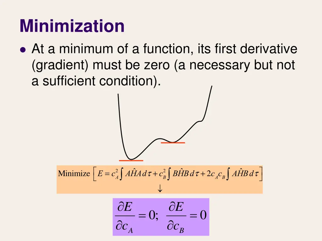 minimization at a minimum of a function its first