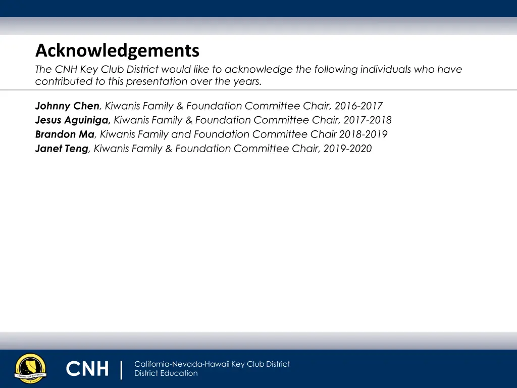 acknowledgements the cnh key club district would