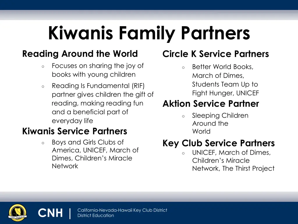 kiwanis family partners reading around the world
