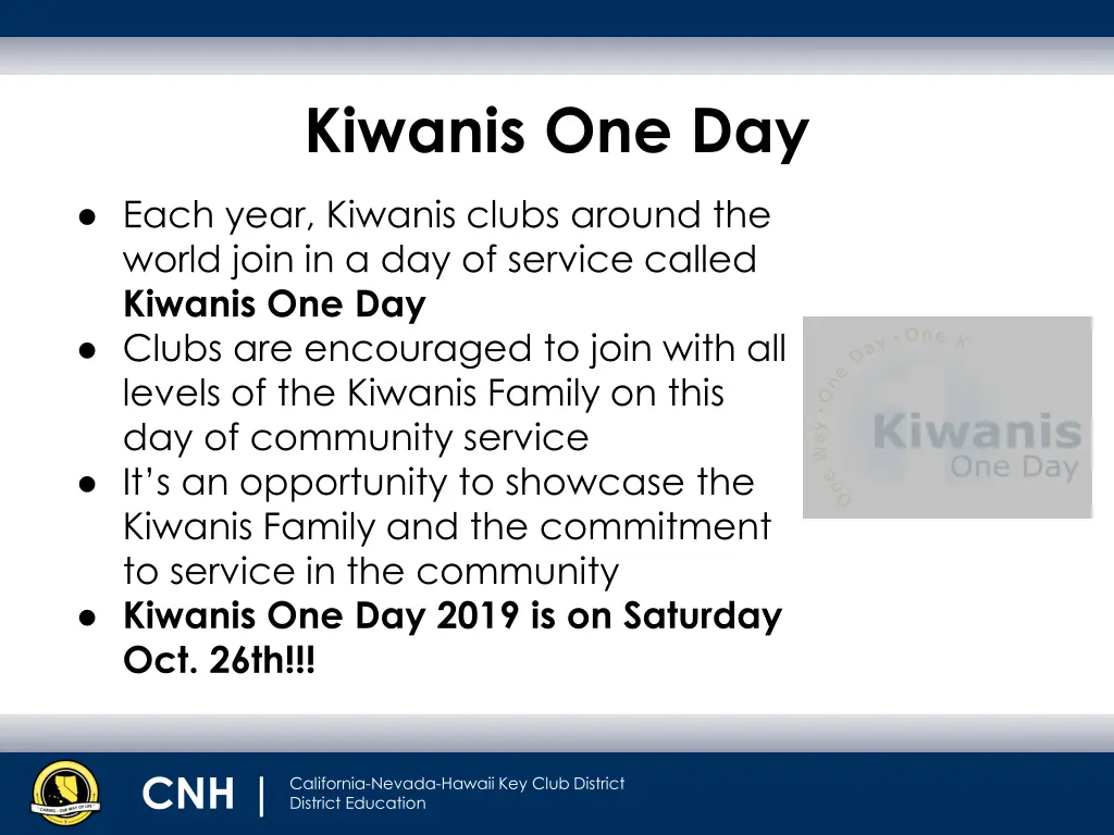 kiwanis one day