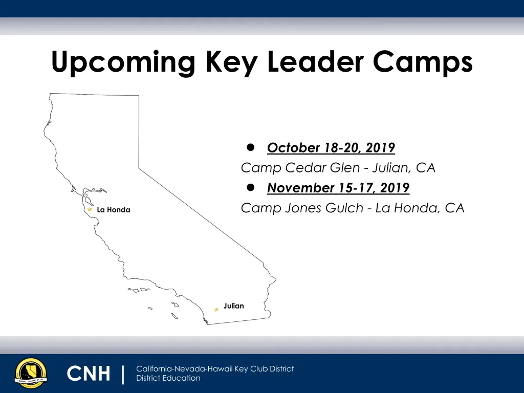 upcoming key leader camps