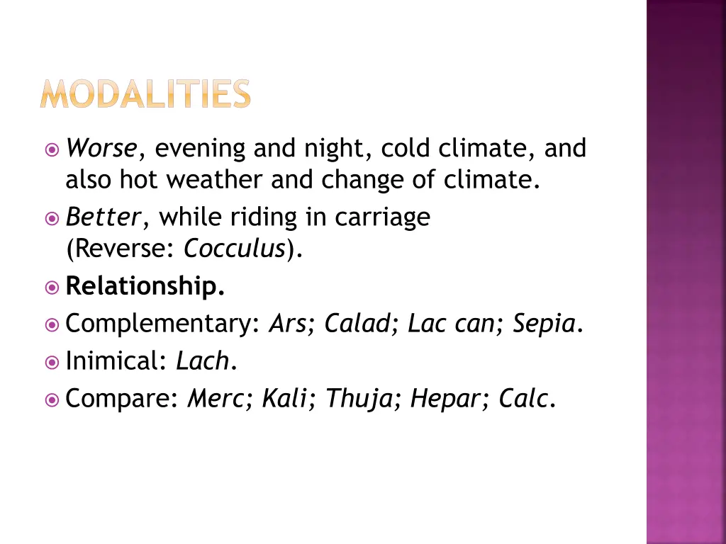 modalities