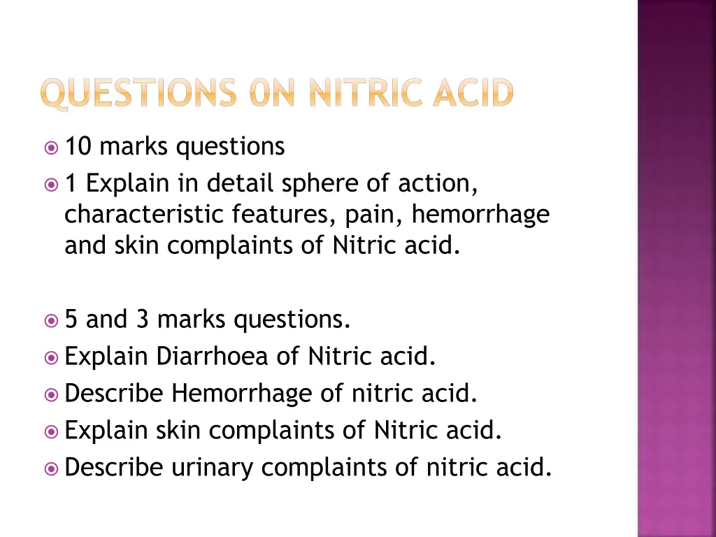 questions 0n nitric acid