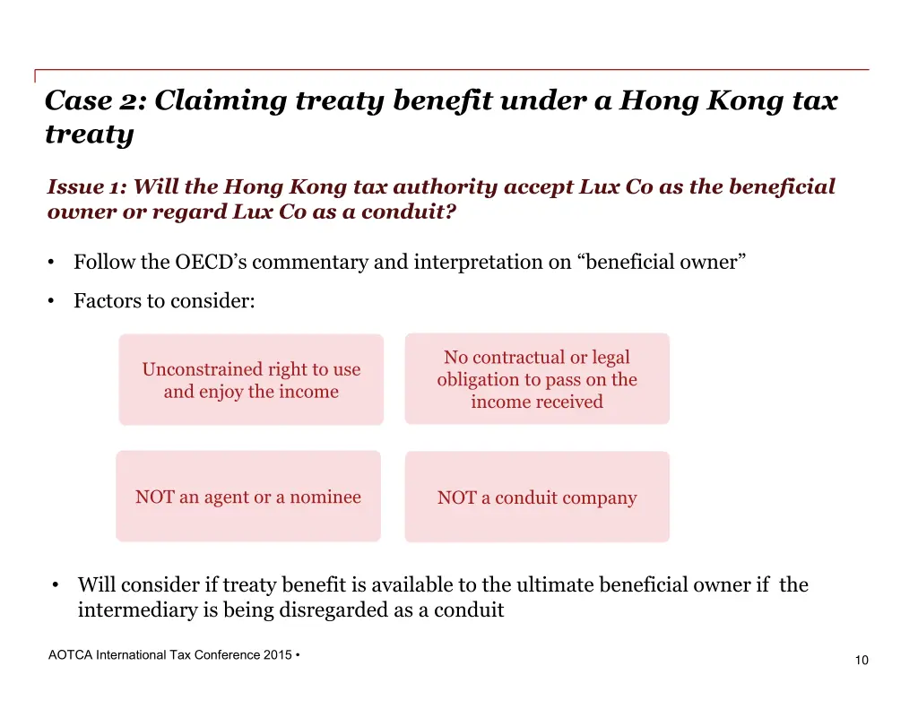 case 2 claiming treaty benefit under a hong kong 1