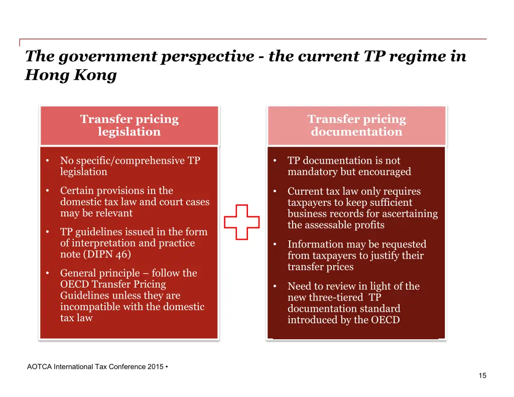 the government perspective the current tp regime