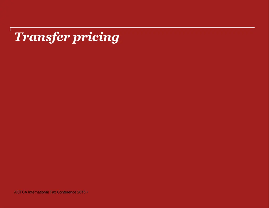 transfer pricing