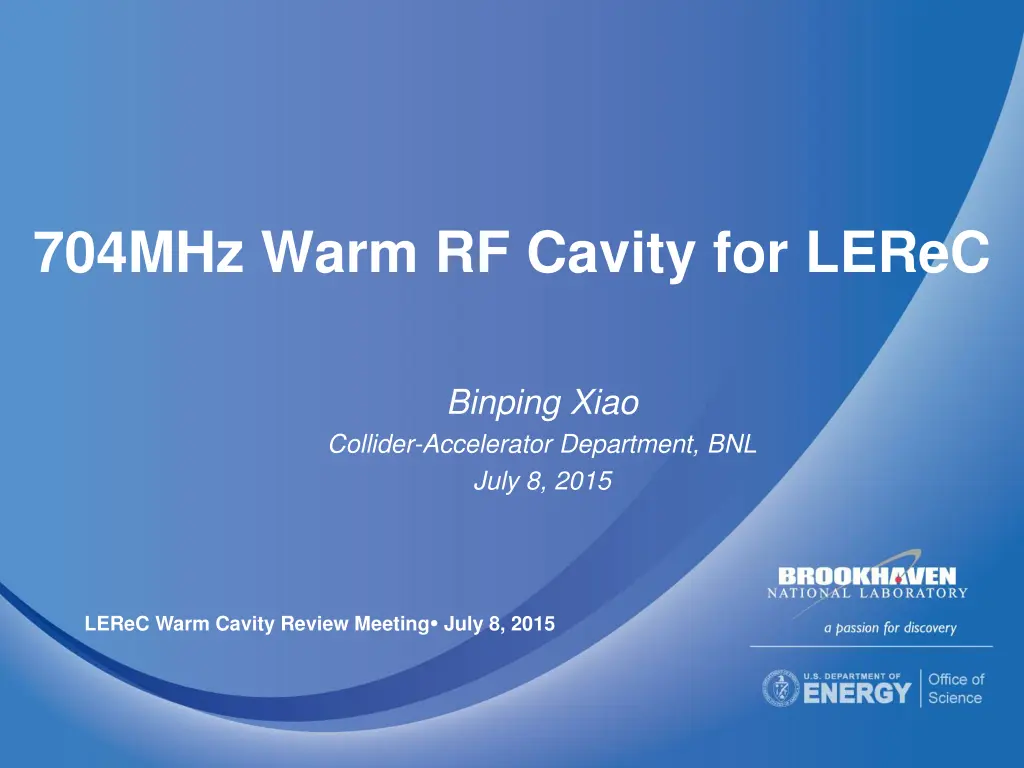 704mhz warm rf cavity for lerec