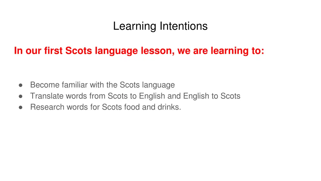 learning intentions
