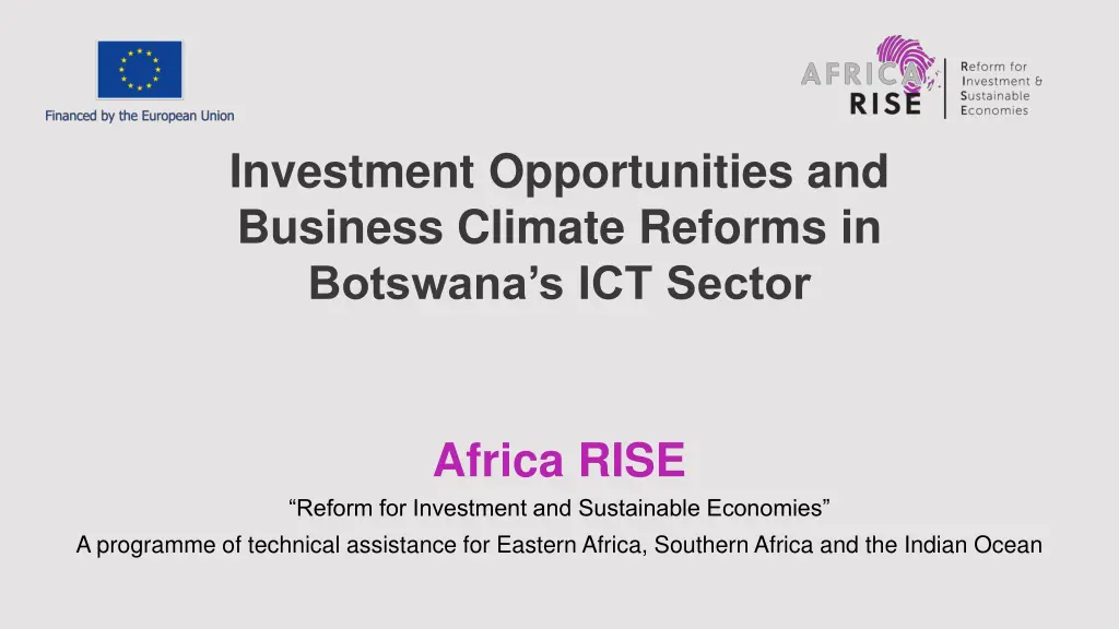 investment opportunities and business climate