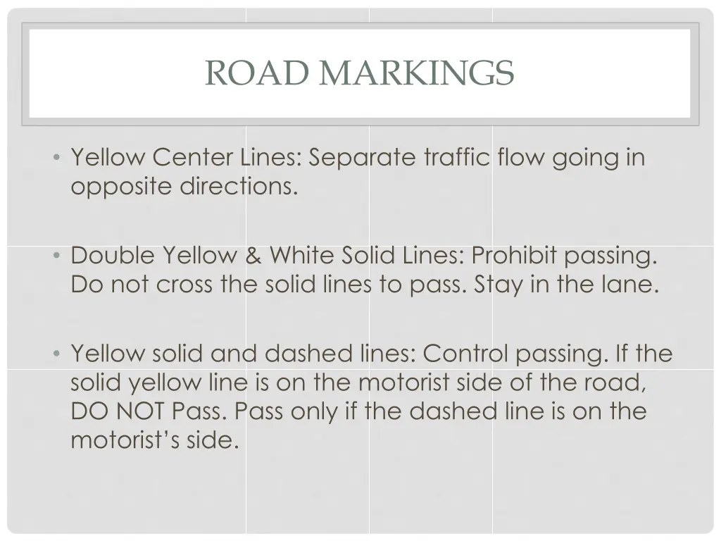 road markings