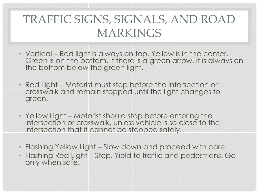 traffic signs signals and road markings