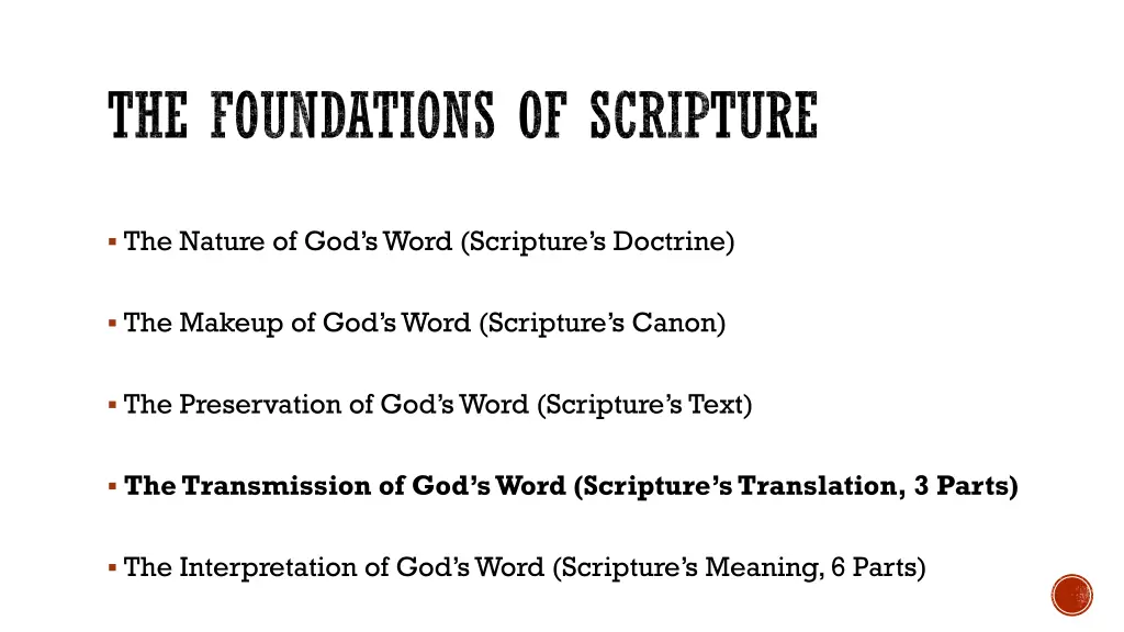 the foundations of scripture