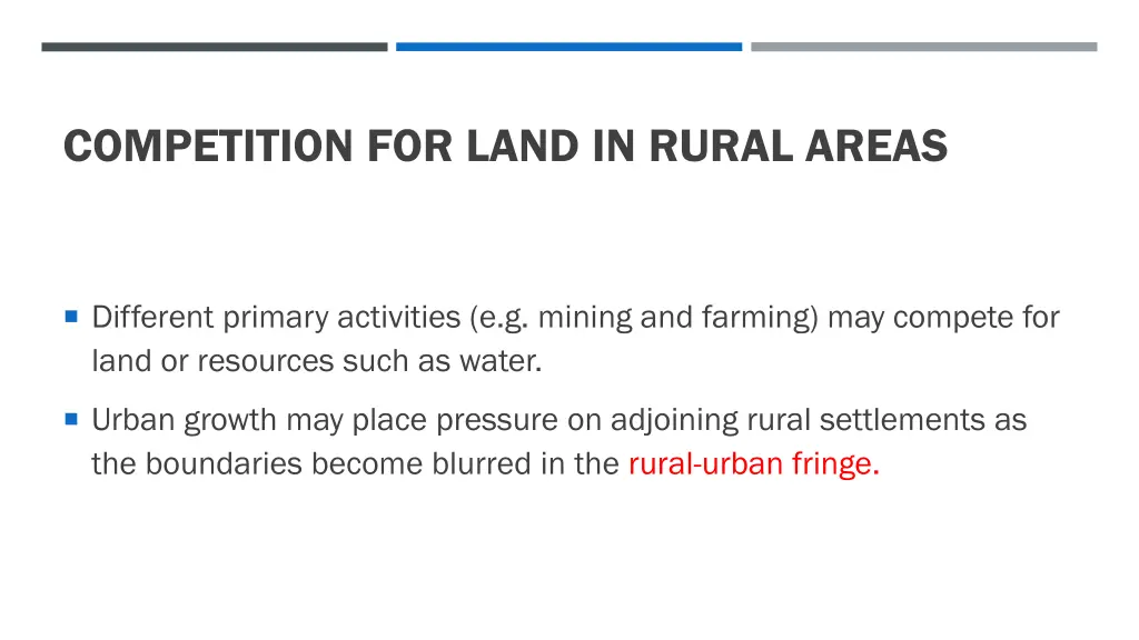 competition for land in rural areas